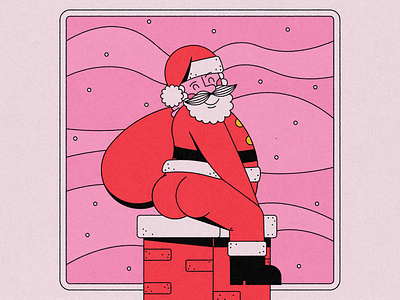 Drawcember: Deck the Halls booty butt chimney christmas holidays illustration santa santa claus snow