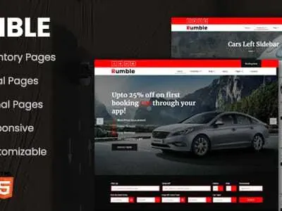 Rumble – Car Rental Booking HTML Template booking car rental design illustration logo rental service rental system responsive system template theme website