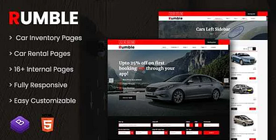 Rumble – Car Rental Booking HTML Template booking car rental design illustration logo rental service rental system responsive system template theme website