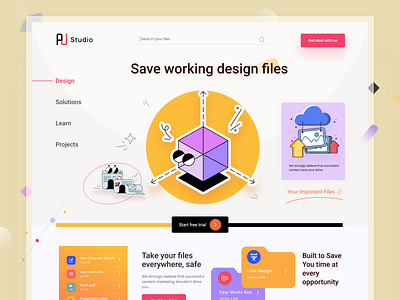 File Managment - Web design cloud colorful colud storage design documents dropbox expiration date file management files files system glassmorphism google drive landing page main page website design