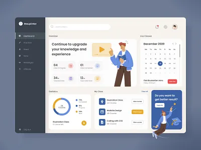 Maupintar - Online Course Dashboard Exploration academic classroom clean dashboard e learning education figma illustration ohaio online course online learning school skill student dashboard study tutor ui university web design website