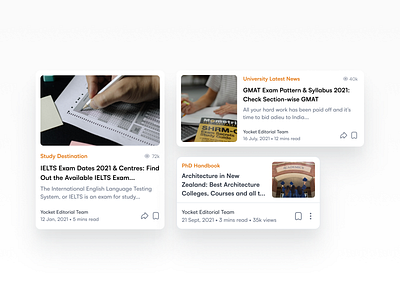 Blog Cards app articles blog page bookmark card design cards design designing save share ui user interface ux yocket