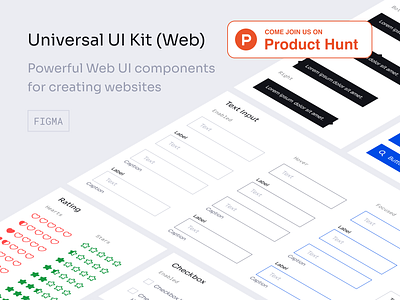 Universal UI Kit (Web) on Product Hunt 123done components design kit design system designsystem desktope featured figma product product hunt producthunt prototyping ui ui kit uikit universal ui kit website wireframe