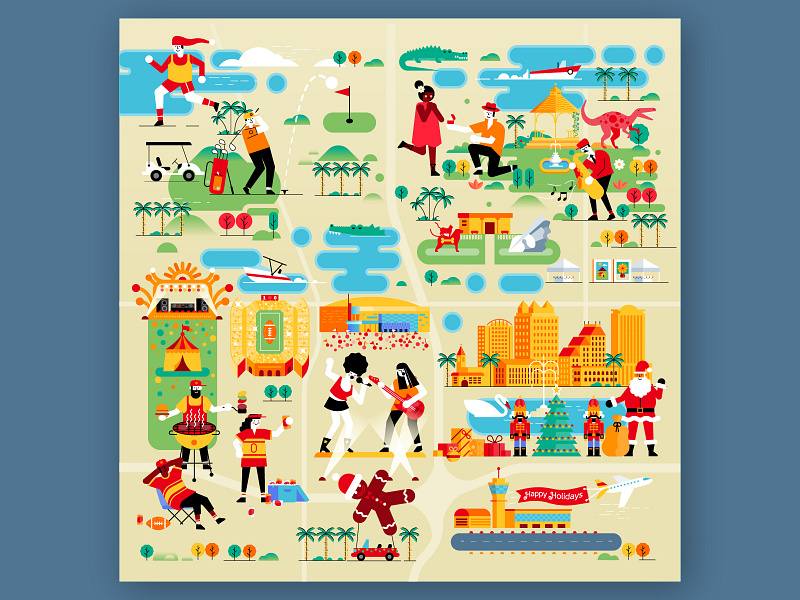 Map of Orlando design flat flordia icon illustration line map orlando vector