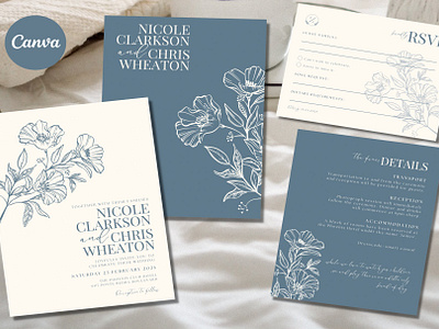 Blue Wedding Invitation Template
