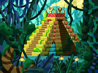 The lost world flat forest gallery graphic design illustration jungle paintbynumbers painting pbn stained glass vector ziggurat