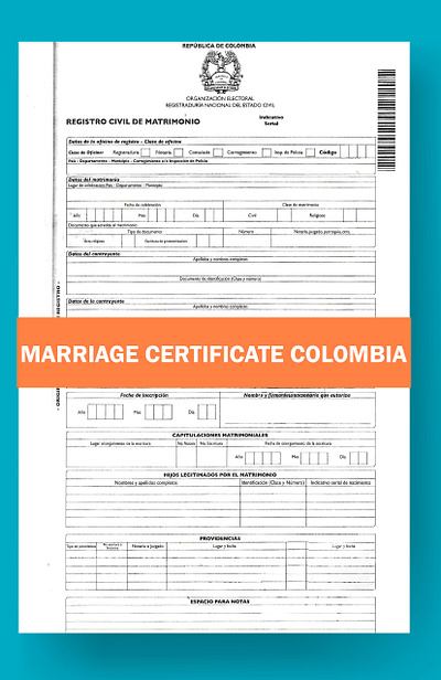 Marriage Certificate Template Colombia marriage certificate colombia