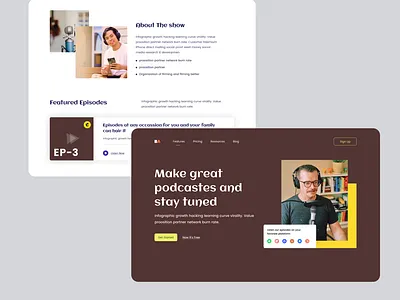 Podcast-Landing Page clean design joox minimal netflix player podcast landing page podcast web podcast website podcasting podcasts podfasts spotify streaming ui design website