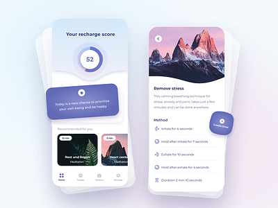 Envol - a mobile app to improve your health anxiety app application ui behavior calm design emotional health habits health light design meditation mindfulness shedule ui ux wellbeing yoga app