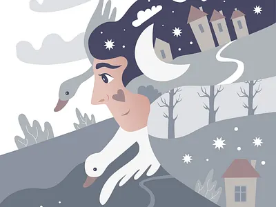 Night dream flat illustration vector web