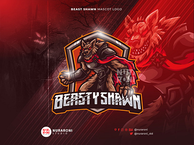 Beasty Shawn 🐺🐺 - Werewolf Mascot Logo 3d animation branding cartoon character design esport esports game gaming graphic design illustration logo mascot mascot logo stream ui vector werewolf wolf