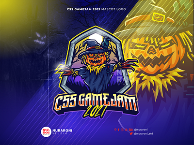 CS5 Game Jam 2021 - Scarecrow Mascot Logo 3d animation branding cartoon character design esport esports games gaming graphic design halloween illustration logo mascot motion graphics pumpkin scarecrow ui vector