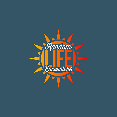 Random Life Encounters Sun Logo basic geometry energetic flat flat design flat logo fonts geometric geometry gradient gradient color graphic design logo logo design orange red sun symbol symbolic two fonts typography