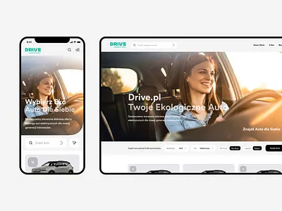 Drive.pl - Landing page auto car design drive electric electrifing flat interface minimal poland rental simple ui