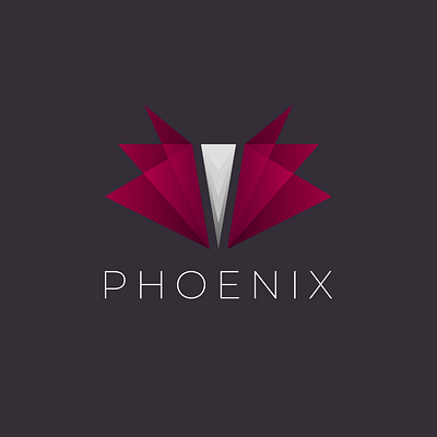 Phoenix Logo basic geometry flat flat design flat logo geometric gradient gradient color gradient colors graphic design logo logo design overlay phoenix red triangle triangles white wings