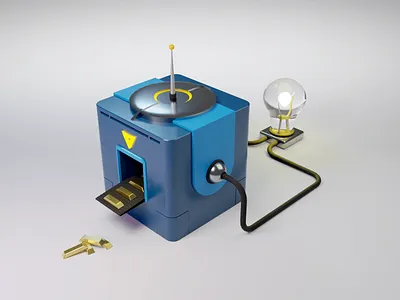 Value machine 3d blue concept machine model value
