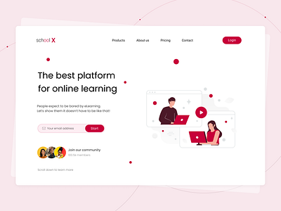 E-Learning Web Page Design adobe xd clean dailyui design e leaerning website education landing page education web page figma illustration landing page design landing page ui online study study website ui teaching website user experience user interface website ui