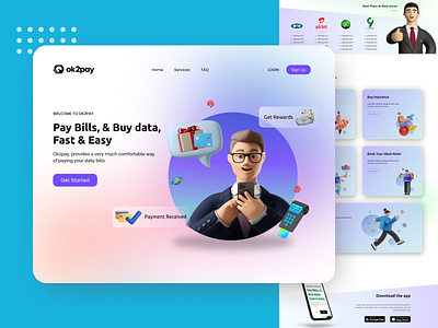 Digital Payment System - Landing Page 3dillustrations aesthetic branding design glass glasseffect glassmorphism illustration landingpage softgradient ui