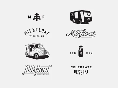 Milkfloat Coffee & Dessert Shop Logo Branding Illustration Ideas beverage branding coffee design dessert food fun graphic design identity label logo milk milkfloat packaging shop startup sweet