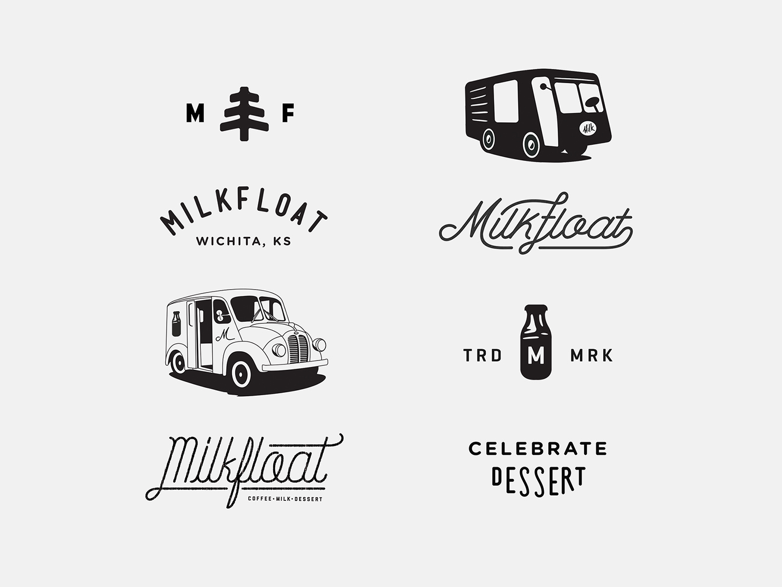 Example of Milkfloat Coffee & Dessert Shop Logo Branding Illustration Ideas