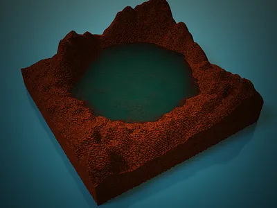 DESERT LAKE 3d 3dart desert lake magicavoxel mountain vox voxel voxel art