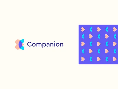 Companion abstract branding c clever design flat geometry heart icon illustration letter logo love mark minimal pattern