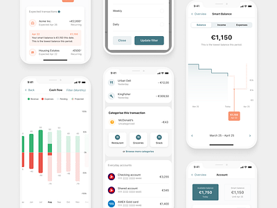 Money Manager Features app bars button economy finance fintech graph graphs icons ios line graph list minimalistic money manager pfm statistics stats tabs transactions ui