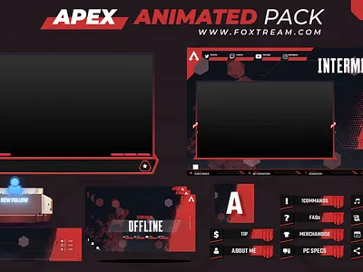 Apex Legends Animated Stream overlay pack for twitch esport graphics stream overlay stream starting soon twitch twitch alert twitch overlay