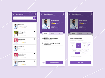 Hospital App : Book Appointment System app appointment booking desain uiux hospitall app mobile purple you ui ux