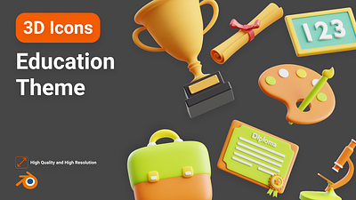 3D Icons Pack of Education 3d 3d illustration design graphic design icon illustration ui ux