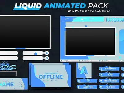 Liquid Animated Stream overlay pack for twitch esports graphics
