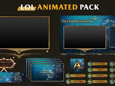 League of legends Animated Stream overlay pack for twitch esports graphics
