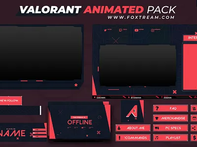 Valorant Animated Stream overlay pack for twitch esports graphics
