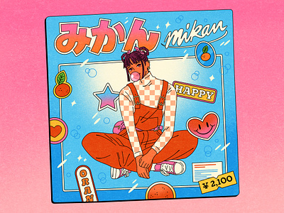 Mikan 80s album cover city pop clementine cute girl idol illustration japan japanese music tokyo