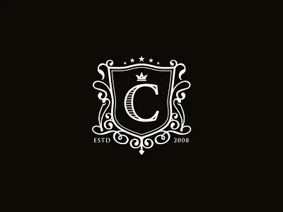 The Canteen black c cocktail crown design icon letter shield stars white