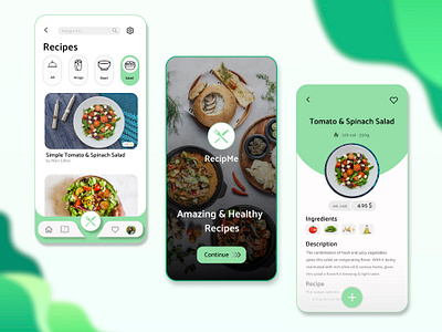 RecipMe App - UI/UX Design app app design design fitness gym health inspiration keto lifestyle meal mobile mobile ui new recipe selfcare ui ux yoga