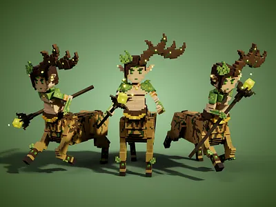 Forest Centaur God - Male Mythology Creature 3d 3d art ally fighter animal blocky design game art game asset gamedesign illustration minecraft nft nfts sandbox tsb voxedit voxel