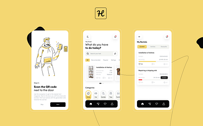 Toolkit rental app concept clean design draft figma graphic design il illustration mobile mobile app rental ui ui design ux yellow