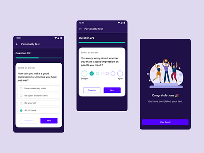 Personality Assessment test animation app branding design illustration logo typography ui ux vector