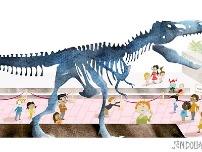A day at the museum children childrens illustration digitalart dinosaur editorial graphic design illustration illustration for kids museum photoshop skeleton watercolor