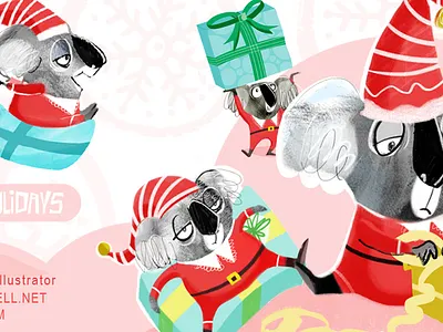 Crazy Koala elves animal animal illustration childrens illustration design digital digitalart editorial graphic design illustration koala bear photoshop seasonal