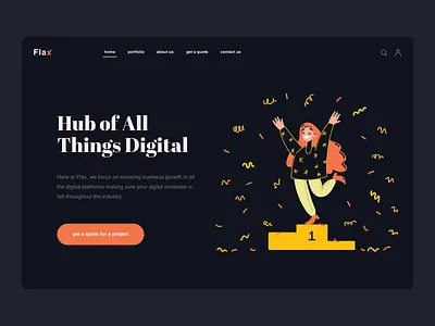 Flax Hero Header - Dark branding clean dark design flat flax freelance freelancers header hero header illustration logo ui ux vector web