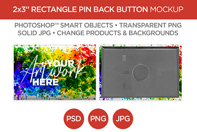 2x3" Square Magnet Back Button Mockup & Template 2x3 advertising branding button file graphic design image jpg magnet marketing mockup photo photoshop picture png promotional psd rectangle smart object template