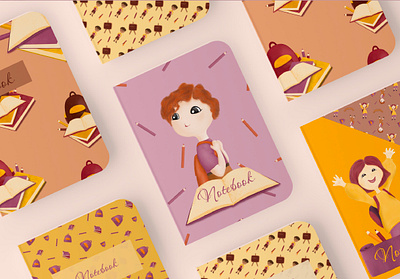 Kid’s stationery design art branding design drawing graphic design illustration kids notebook design patterns school stationery design