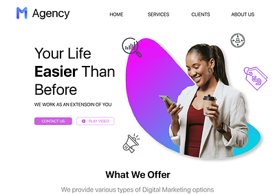 Marketing Agency branding browser clean design landing marketing page ui ux web