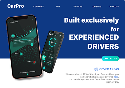 CarPro app branding car clean design landing mobile page service ui ux web