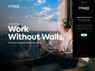 FleCX by IBEX Cloud Based Call Centre Software admin app chart clean dashboard landing login minimal report data statistics stats ui ux web product