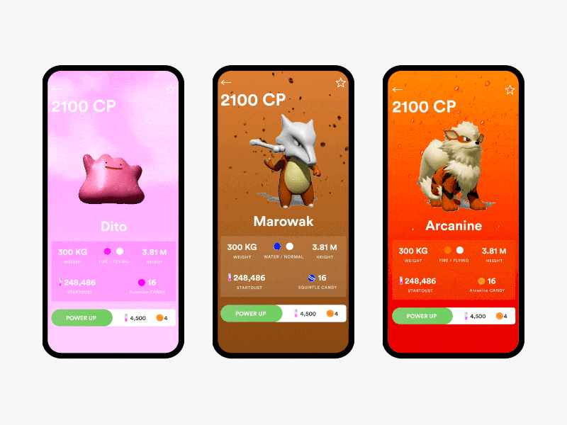 Pokemon detail page 3d animation app branding concept figma game motion graphics pokemon pokemon go ui