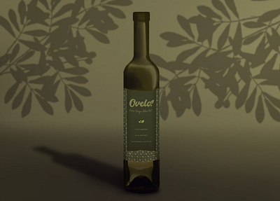 Ovelo Olive Oil Label bottle bottle label branding extra virgin olive oil green label design leaves logo mockup olive olive oil olives pattern