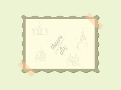 Moscow city card design envelope frame illustraion moscow postcard vector